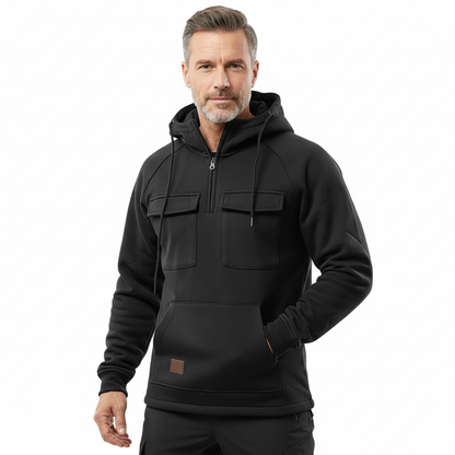 Taktisk Hoodie – Svart med Glidelås – Herregenser