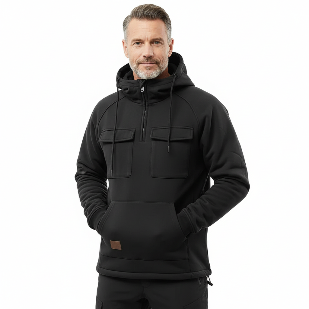Taktisk Hoodie – Svart med Glidelås – Herregenser